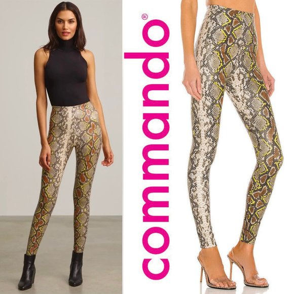Commando Pants - Commando Faux Leather LEGGINGS Size M Animal Neon Snake Print NEW $118